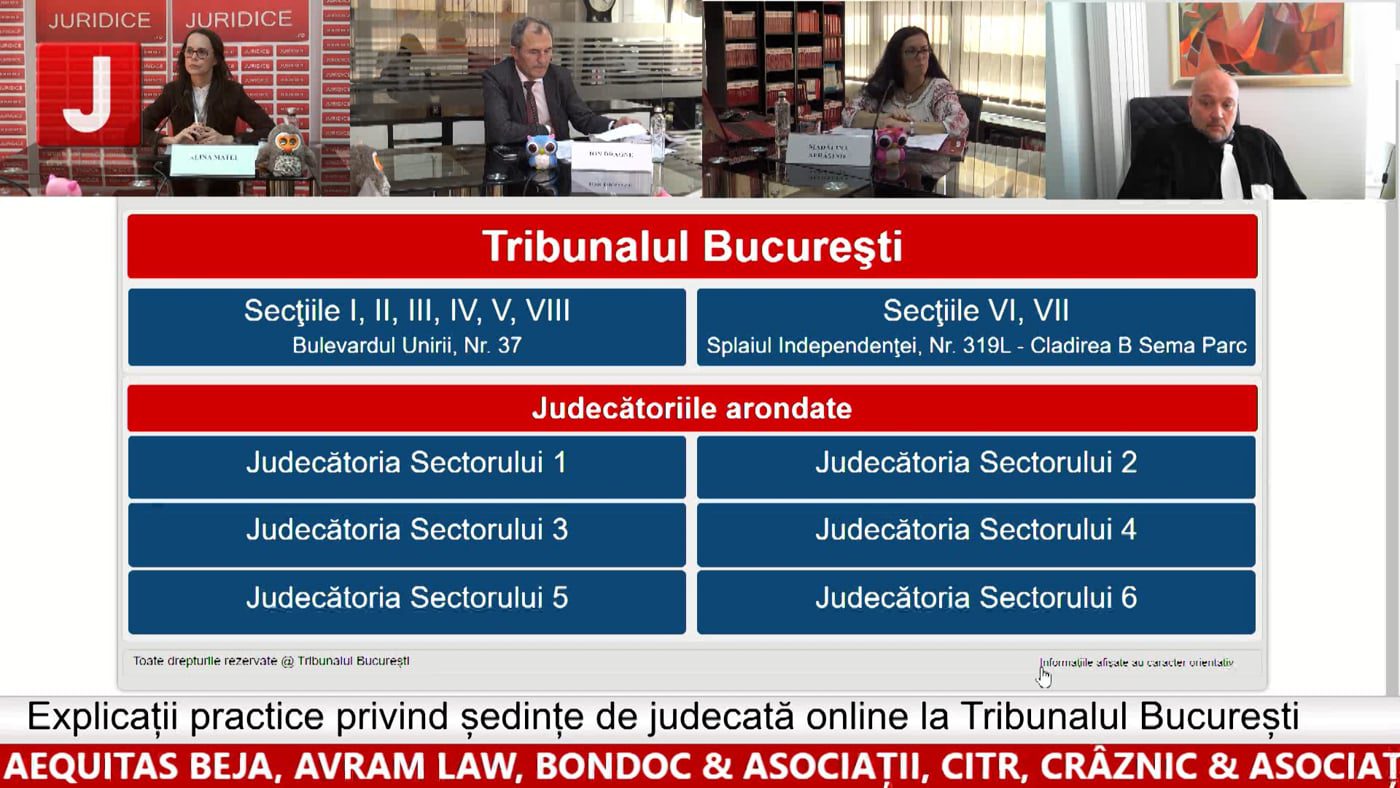 Explicații practice privind ședințe de judecată online la Tribunalul București (ediția 350)